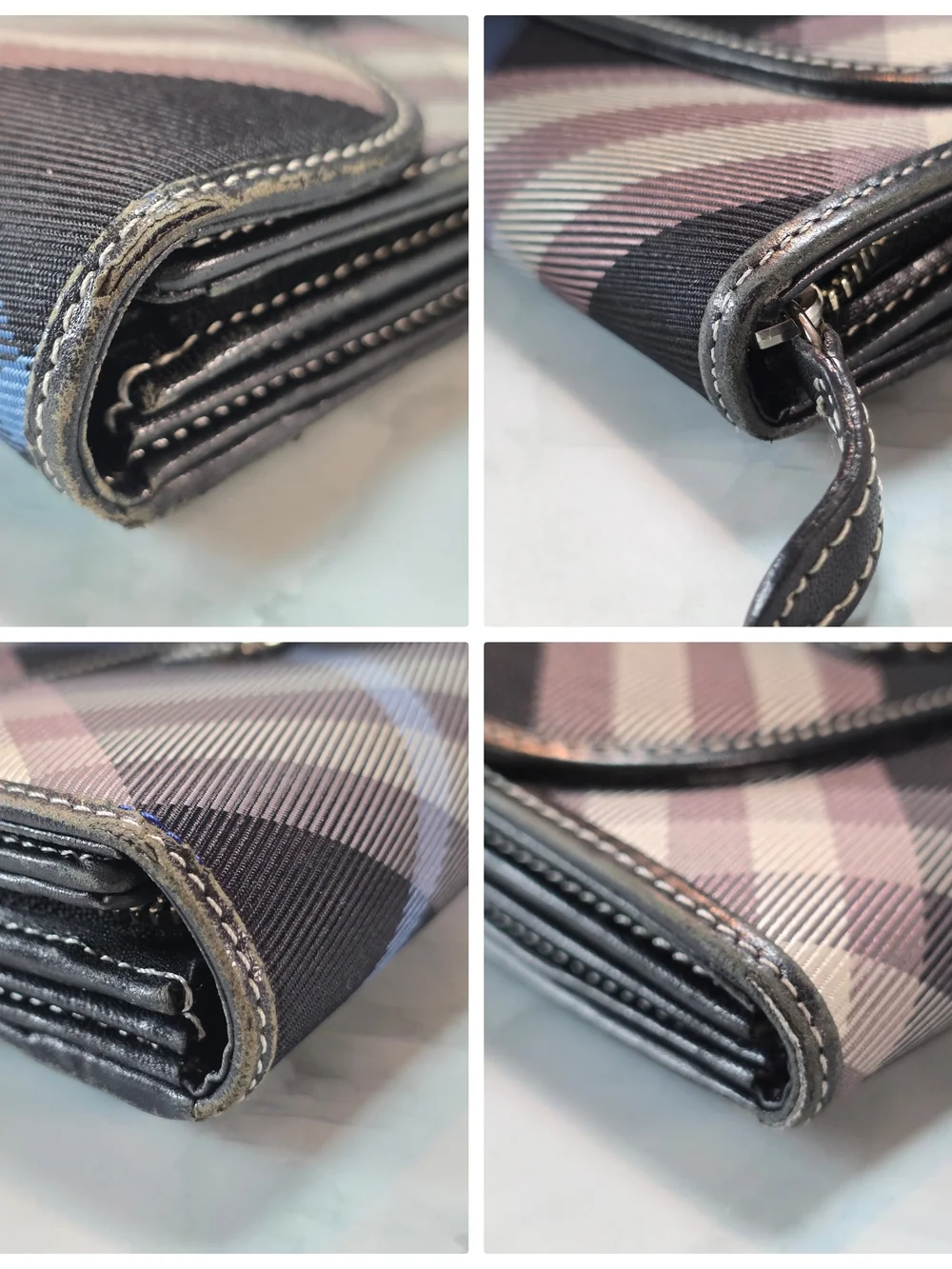 Burberry Blue Label Nova Check Continental Wallet Black Blue